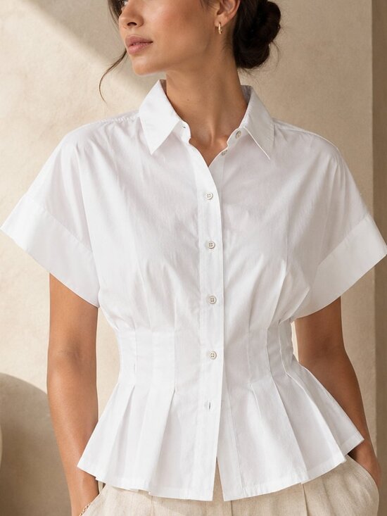 Pilcro Tops - Pilcro Anthropologie Bobbie White Cotton Peplum Button Front Blouse XL